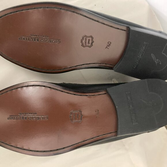 Men\'s Giorgio Brutini NWOT Black Genuine Leather Loafers 7.5D